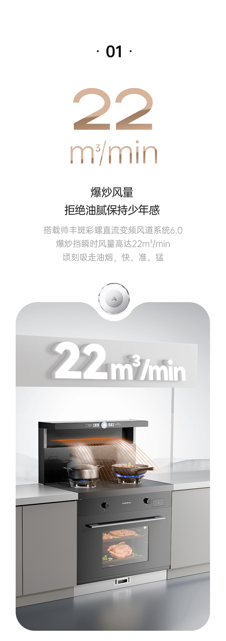 帅丰天机5星耀蒸烤一体集成灶