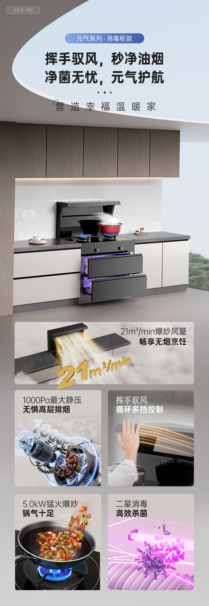 帅丰V6X-90消毒柜款集成灶