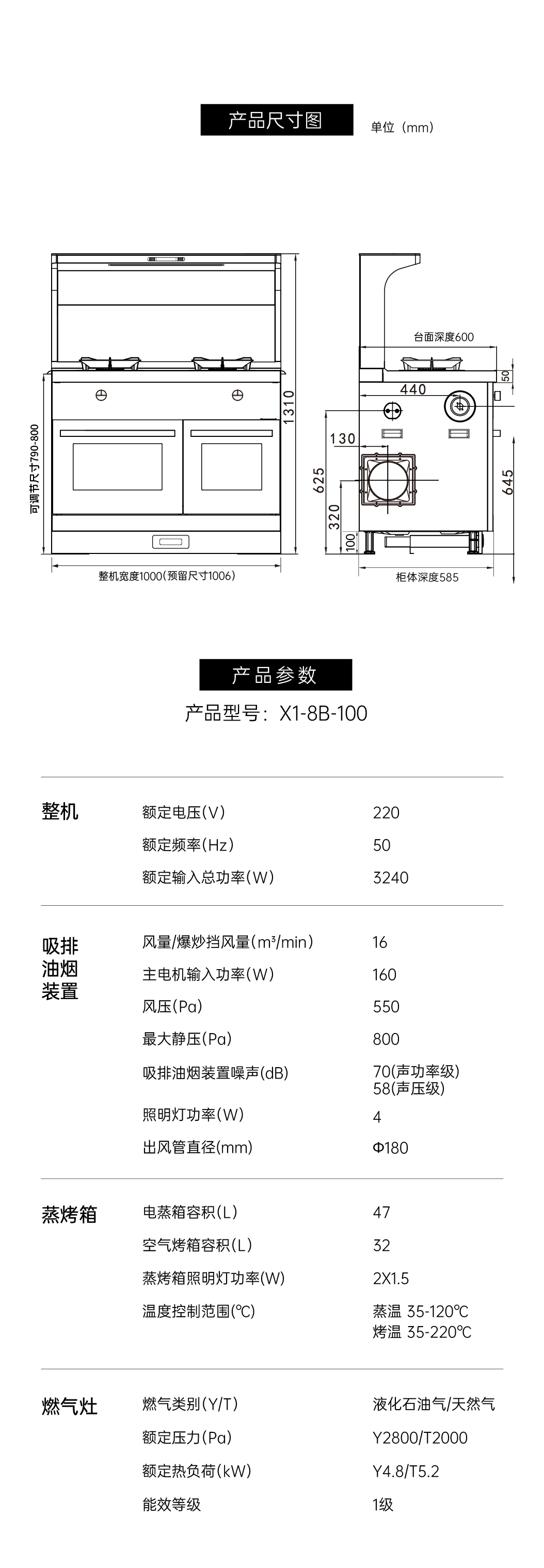 帅丰星辰X1双子星蒸烤独立(100)集成灶