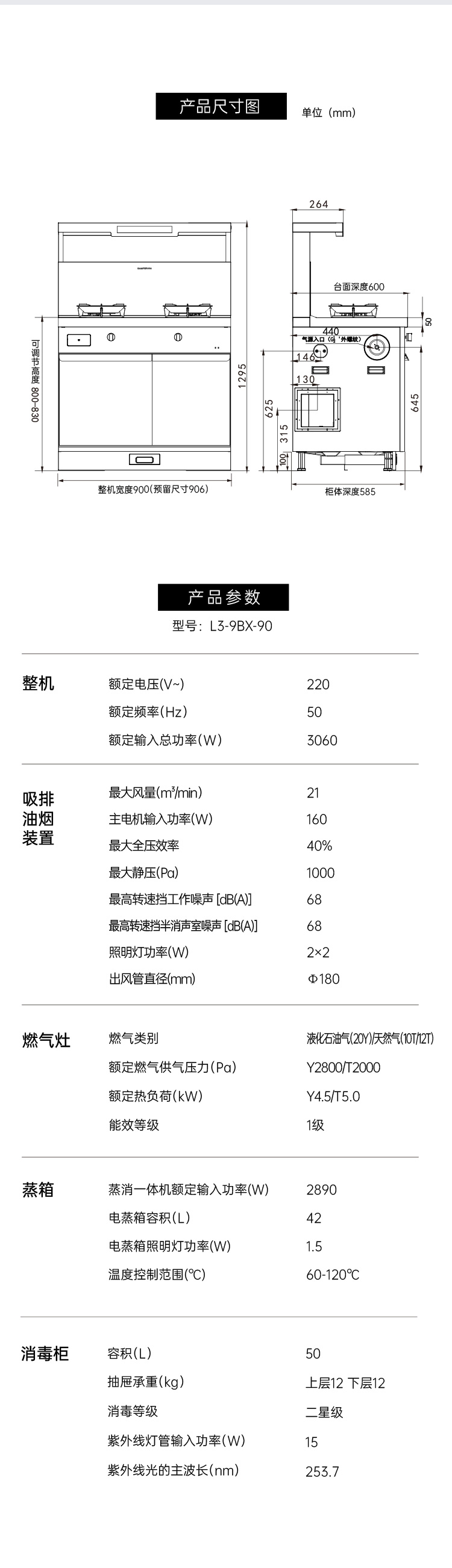帅丰理想L3左蒸右消毒集成灶