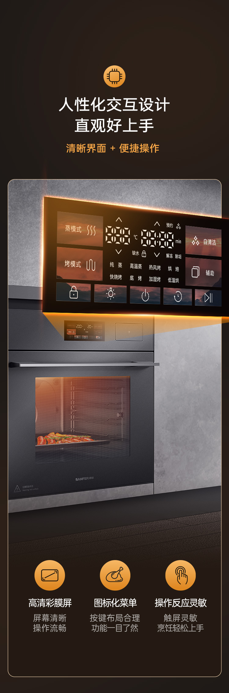 帅丰ZK7嵌入式蒸烤箱（预售）集成烹饪中心