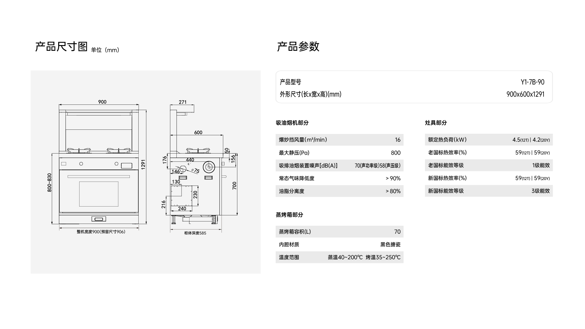 帅丰Y1蒸烤一体集成灶